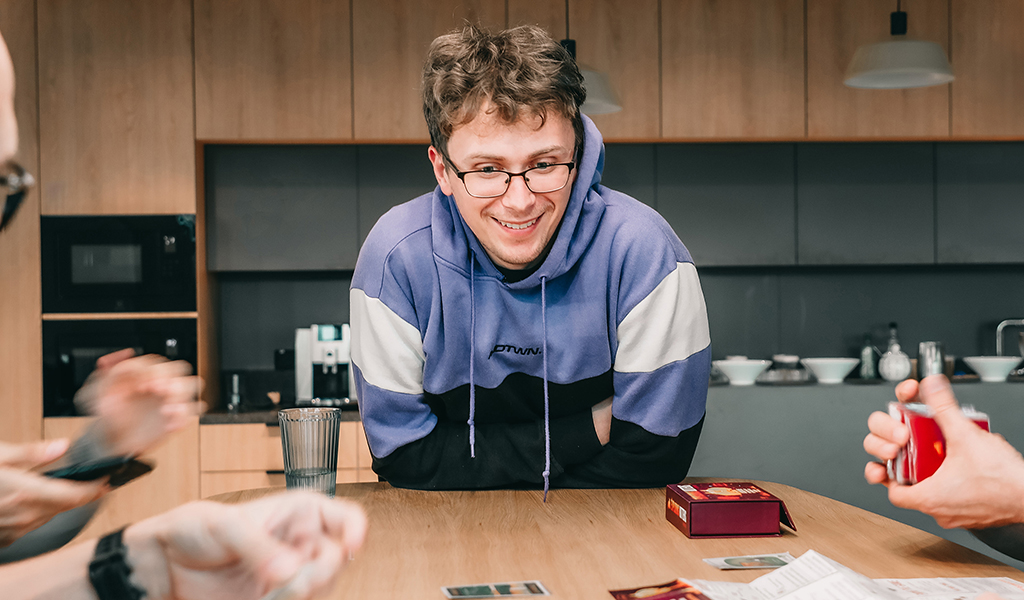 Colleagues playing card game