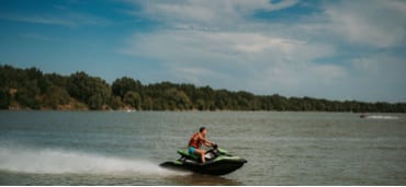 Man on a water scooter on a lake