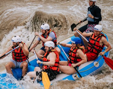 Six people in a raft