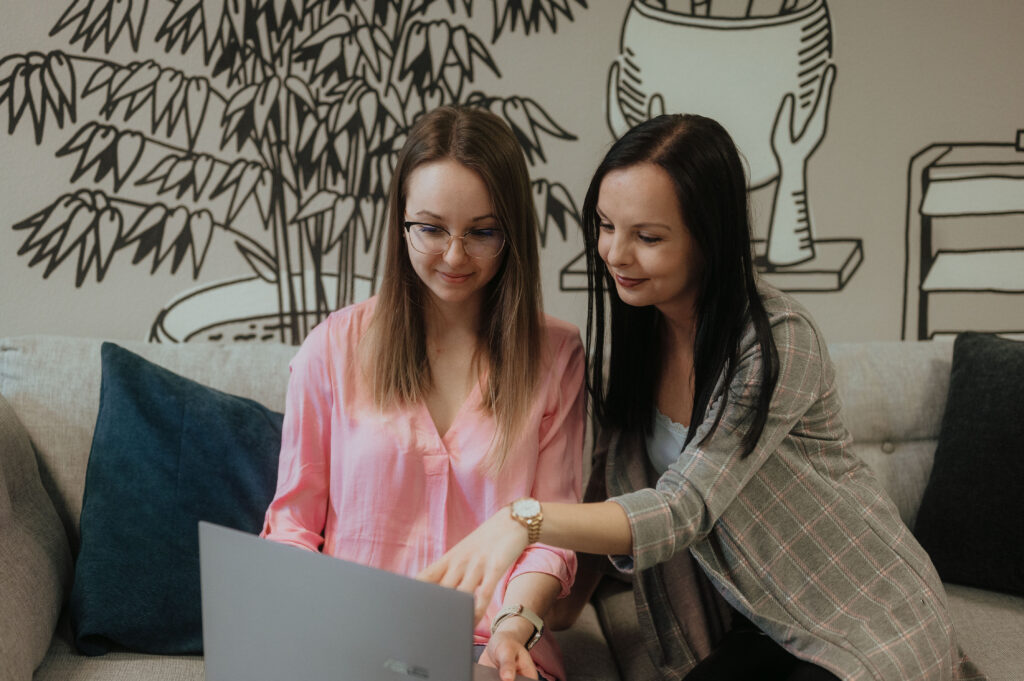 two recruiters discussing work