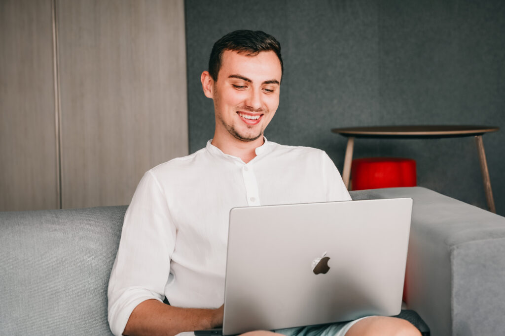 software engineer working on his laptop