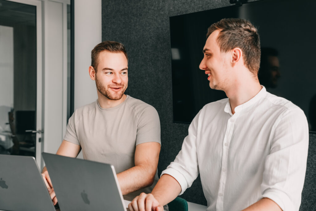 two software engineers talking