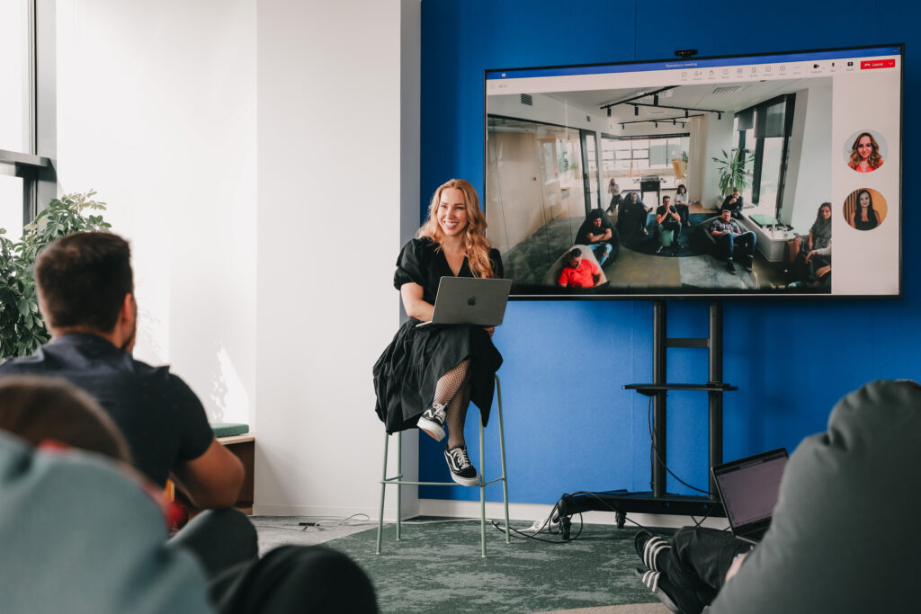 female director leading a meeting