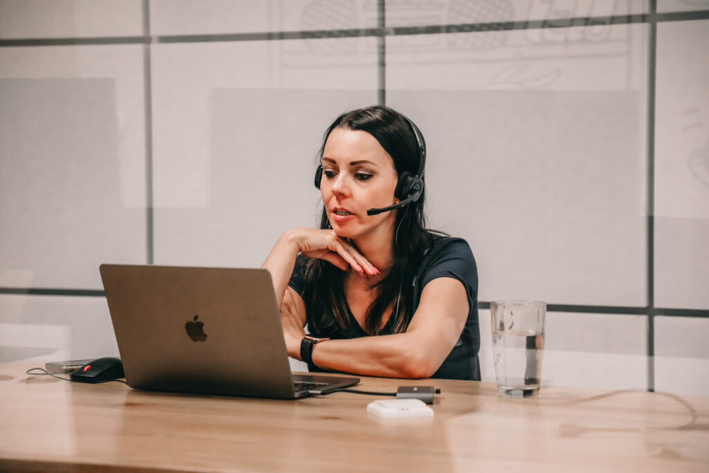 female technical project manager during a call